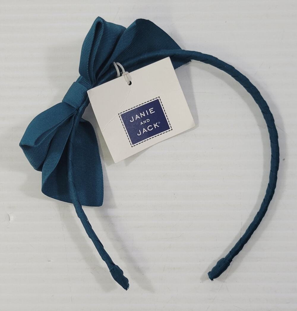 JJ) Janie and Jack Girls Green Ribbed Fabric Bow Headband